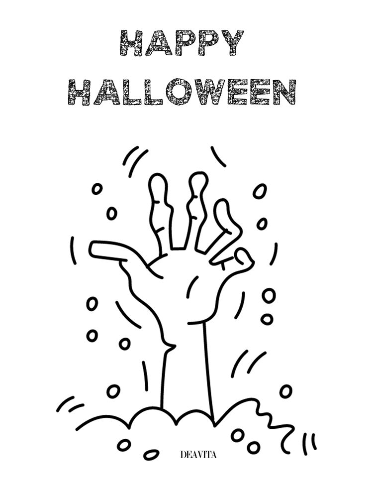 une main qui sort de terre happy halloween carte