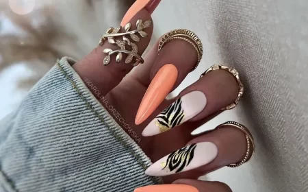 manucure orange pastel peach fuzz pantone 2023 2024 nails