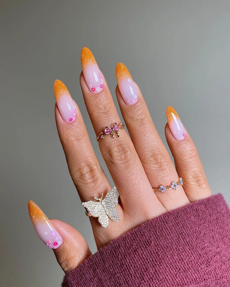 swirl nails ongles manucure orange pastel peach fuzz pantone tendance coral