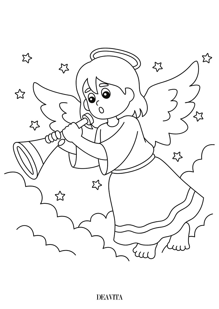 ange qui chante à colorier gratuit