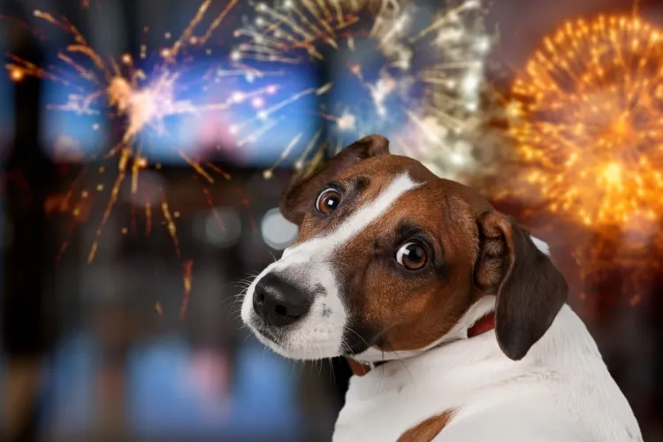 calmer un chien qui a peur des feux d'artifice fêtes pétarades sensibilité animaux odeur bruit