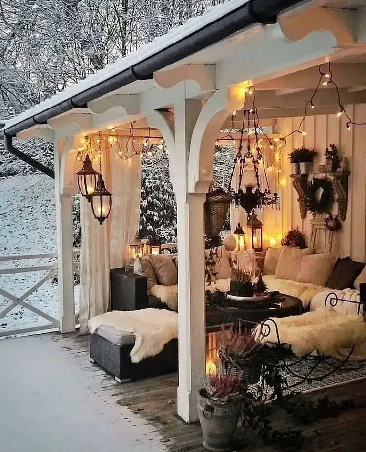 comment décorer sa terrasse en bois pergola jardin en hiver