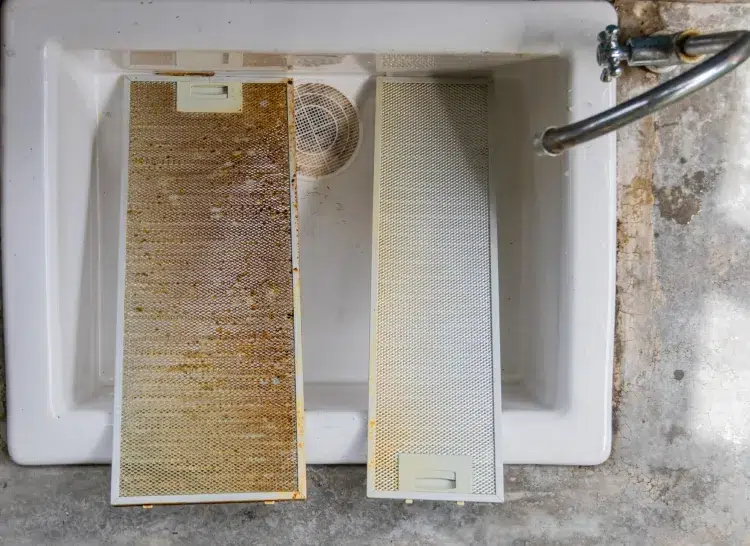 comment dégraisser le filtre de la hotte nettoyer filtres matériau détergents conformes taches tenaces