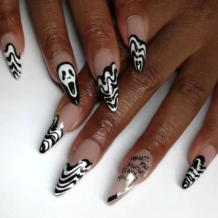 déco ongles nail art halloween french noire