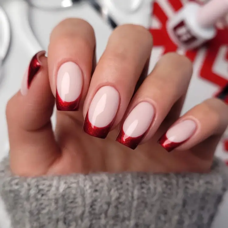 manicure francesa glitter vermelho ideias modernas natal chique unhas elegantes renata.dyszlewska instagram