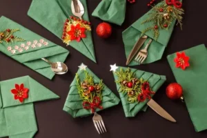 idées originales pliage serviettes en papier facile pour noel décoration de table fetes