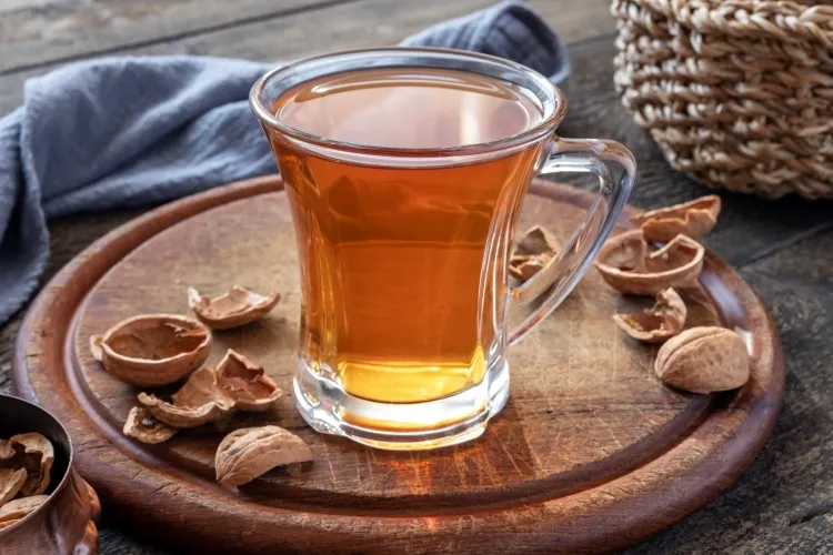 mettre des coquilles de noix dans les plantes boire thé noix toux bienfaits cerveau santé digestive