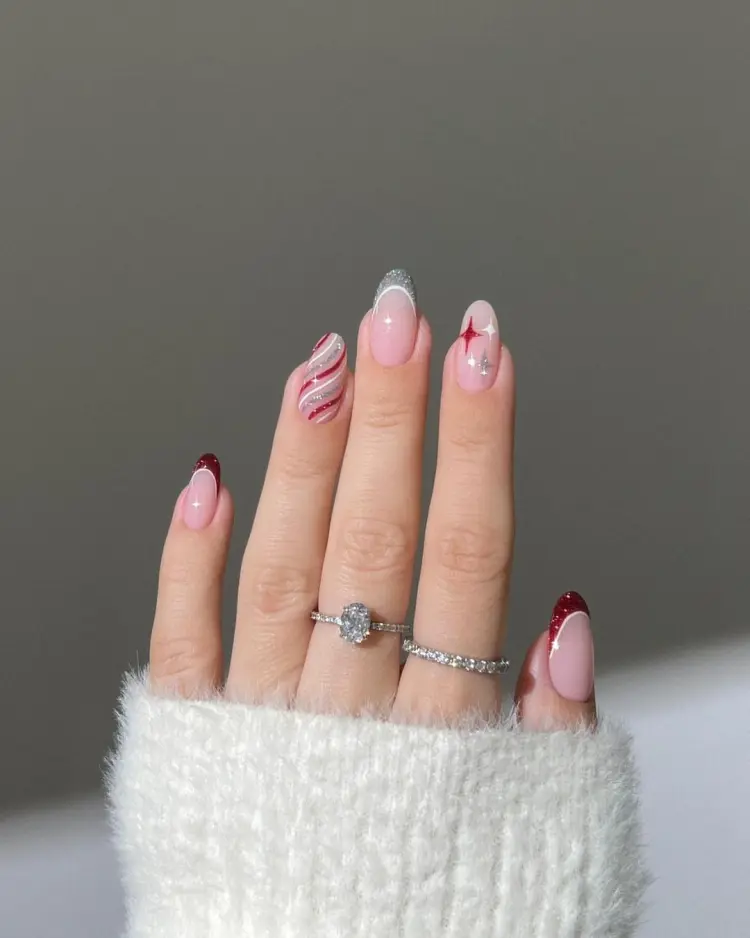 Borgonha vermelho unhas glitter ideias manicure nail art natal chique heygreatnails instagram