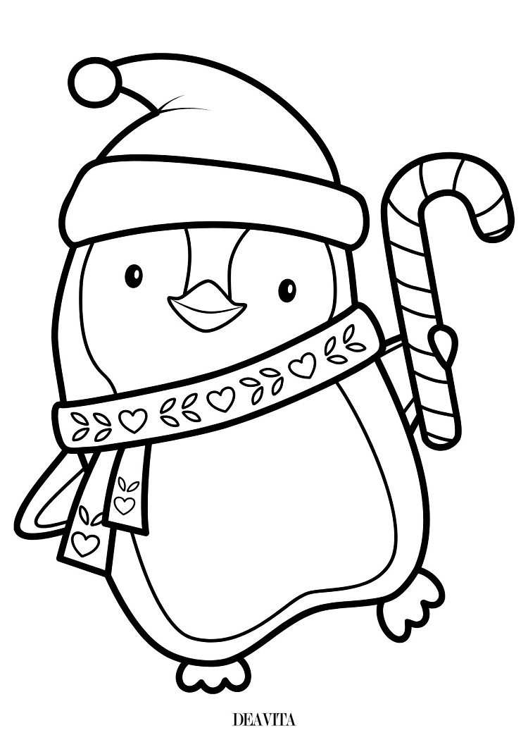 pingouin facile à colorier noël hiver