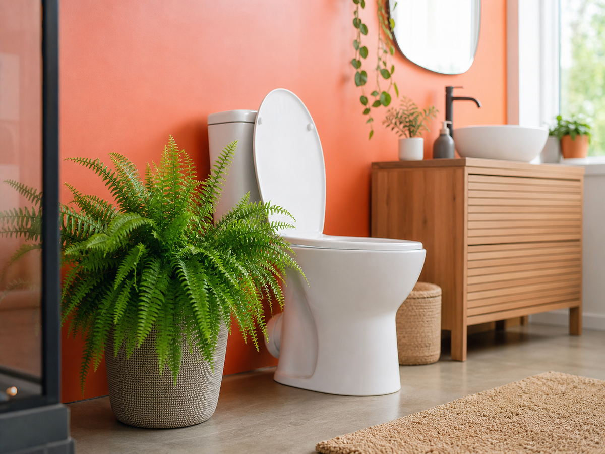 fougère plante intérieur ombre salle de bain avec wc sans fenêtre sombre sans entretien