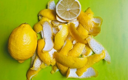 yellow,and,white,lemon,peel,on,a,light,green,background.