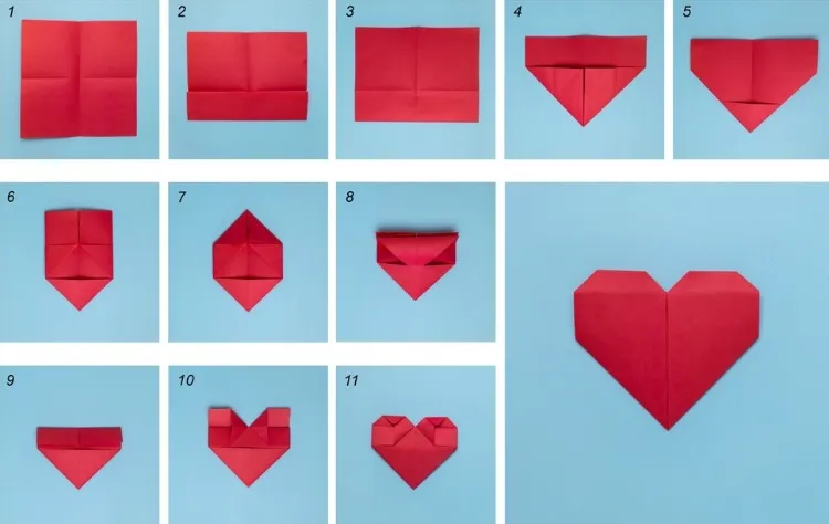 comment faire un cœur en papier par étapes idées origami faciles pliage nuls
