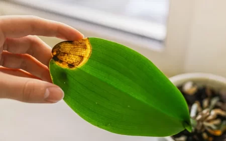 pointe des feuilles d'orchidée qui brunit ou jaunit