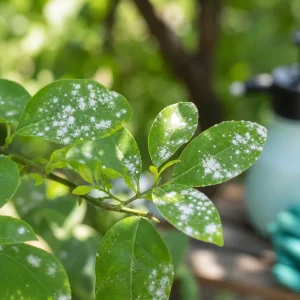 taches blanches sur les feuilles du citronnier