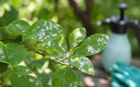 taches blanches sur les feuilles du citronnier