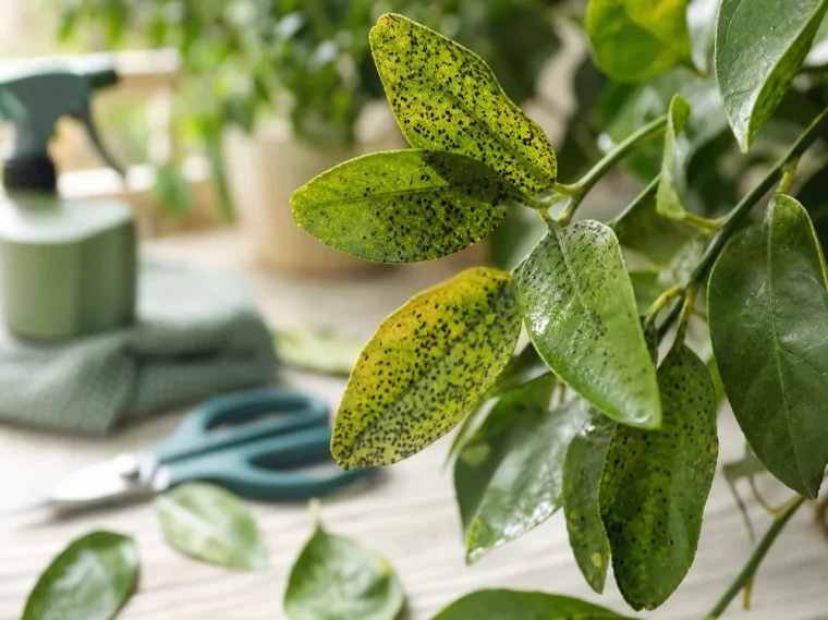 points noirs sur les feuilles du citronnier maladie cochenille fumagine traitement naturel 