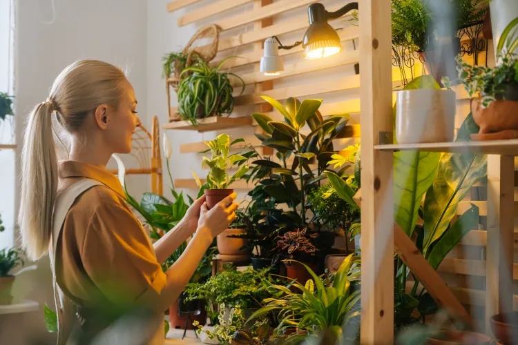 ranger ses plantes méthode marie kondo étagères bibliothèque échelle escalier mur végétal