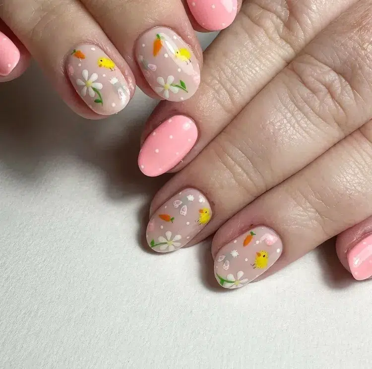 nail art fleurs couleurs pastel ongles printemps 2024