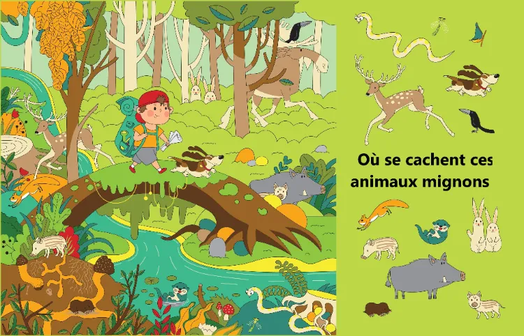 jeux d'objets cachés animaux dans image pour enfants maternelle école primaire