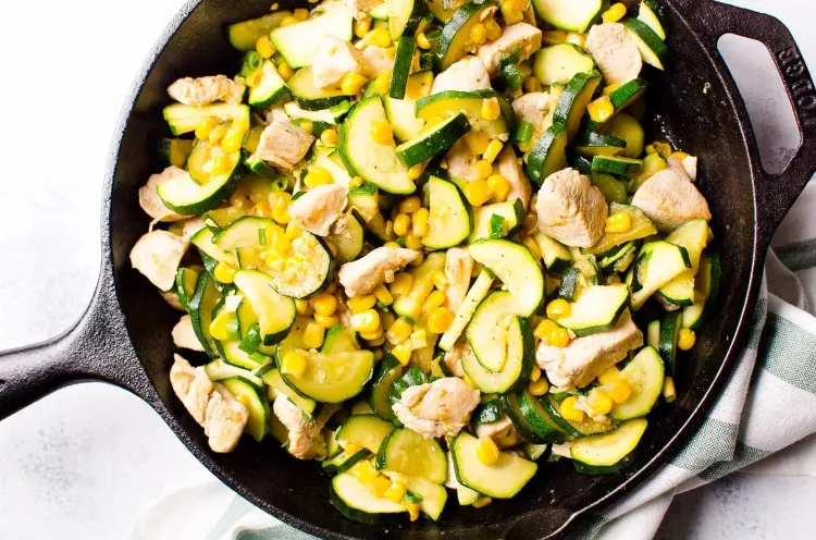 recette diététique courgettes poele poulet mais familial petit budget