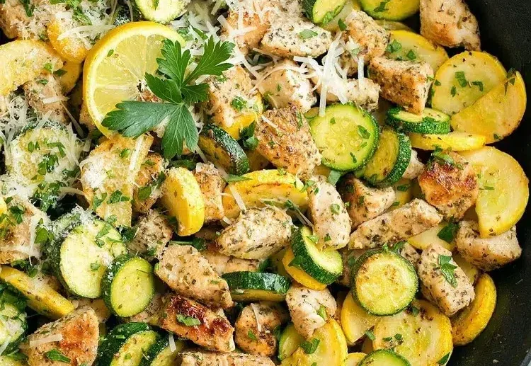 recette repas facile sain printemps 2024 blancs poulet aux courgettes courge parmesan citron