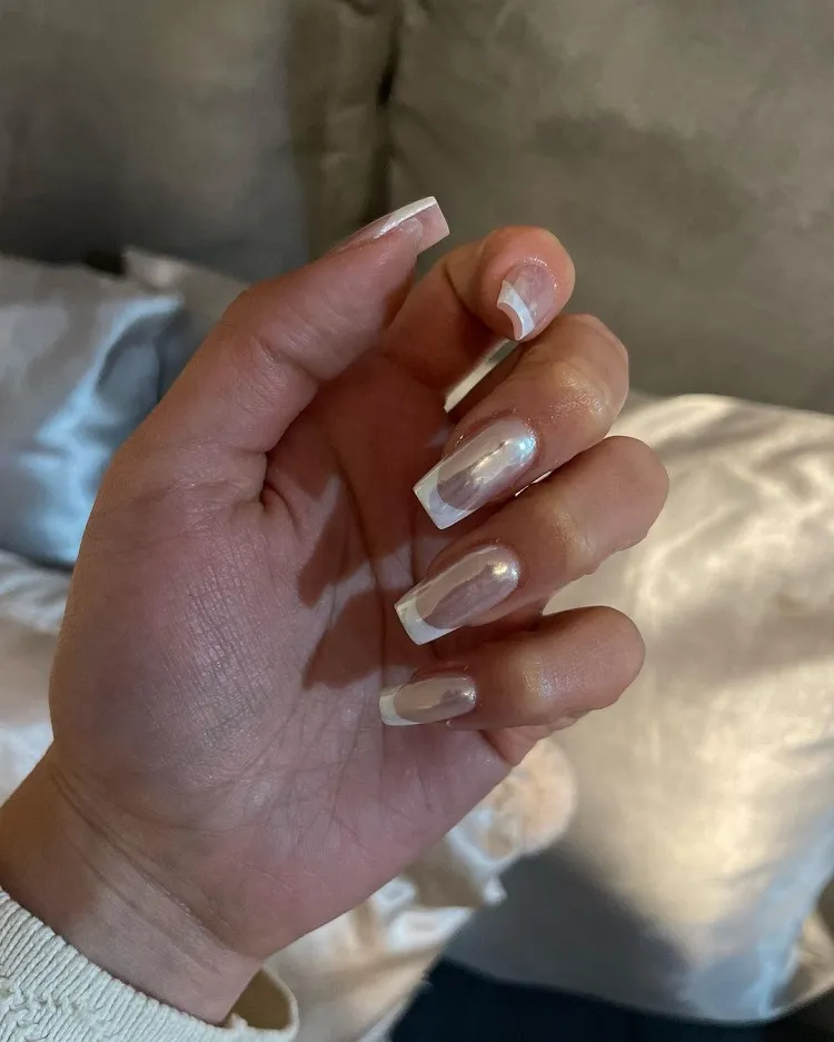 tendance nail art printemps 2024 manucure mariage french chrome nails vernis nacré