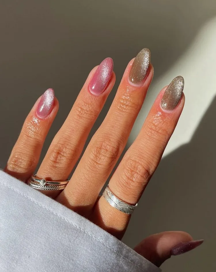 tendance ongles pailletés velvet nails manucure mariage printemps été 2024