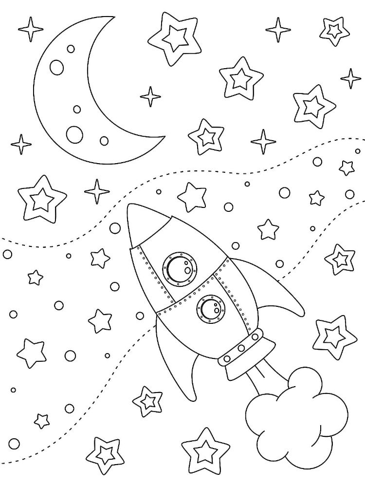 coloriage pour garçon maternelle pages gratuites espace navette lune étoiles