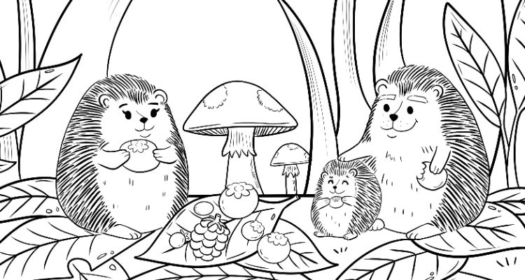 coloriage pour garçon maternelle pages gratuites thème animaux foret hérissons