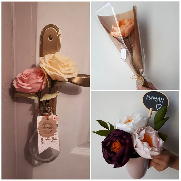 idée cadeau fête des mères 2024 original bouquet fleurs papier crépond diy