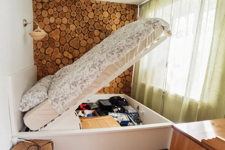 idée de rangement dans une petite chambre lit avec rangement petit espace solutions del selenio shutterstock