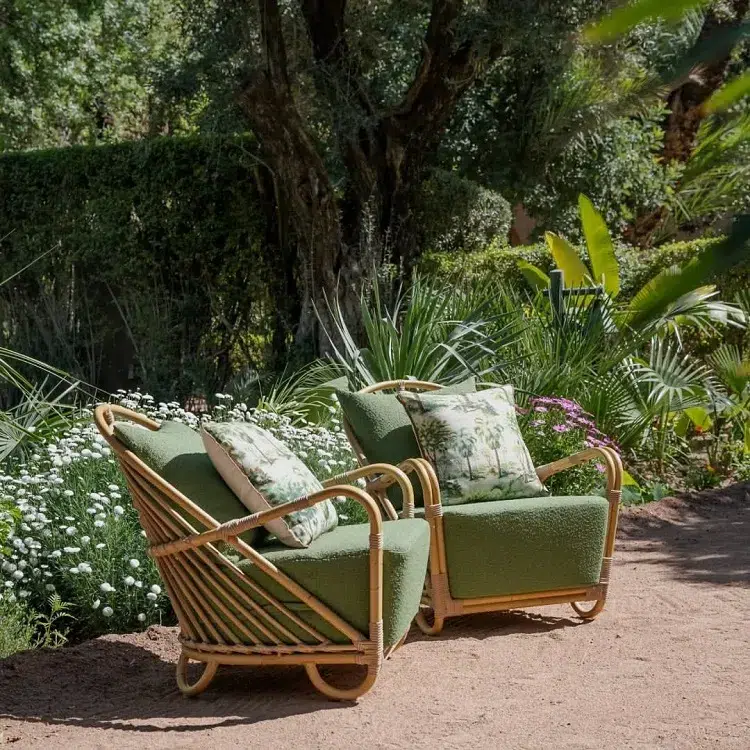 meubles vintage rotin décoration champêtre jardin
