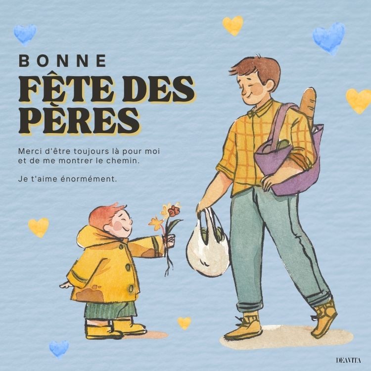 ilustration mignonne pour souhaiter bonne fêtes des pères