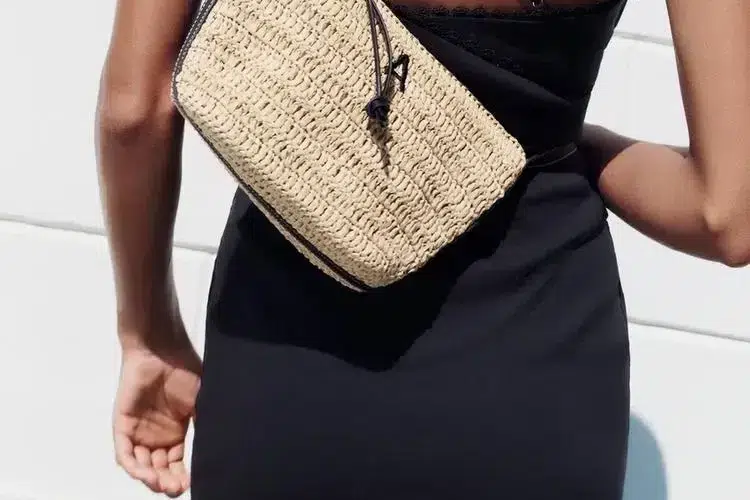 petit sac en raphia signé zara avec des détails en cuir