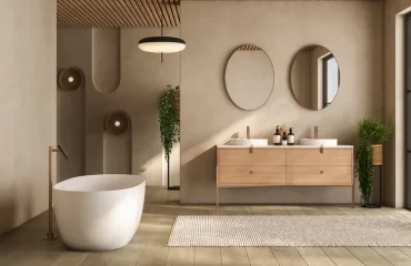 salle de bain tendance dans des couleurs naturelles