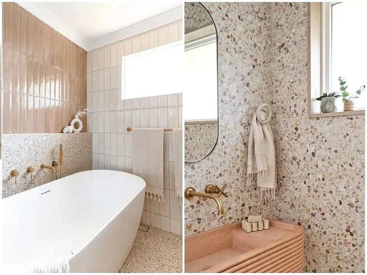 idée salle de bain luxueuse design terrazzo tendance 2024