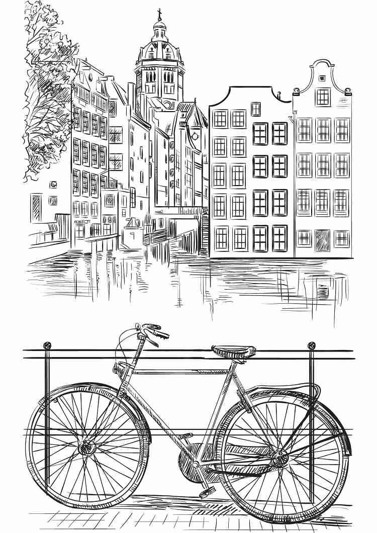 colorier une ville avec un vélo