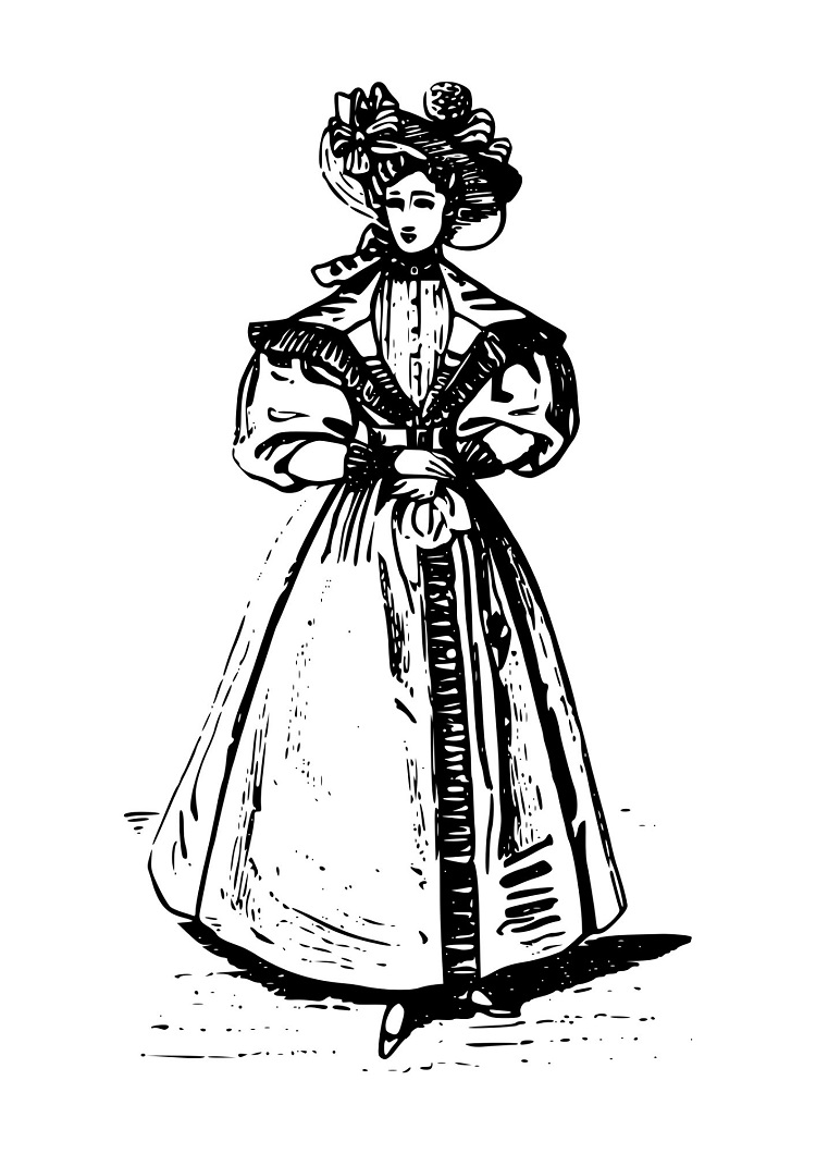 femme avec une robe tendance du 19 siècle