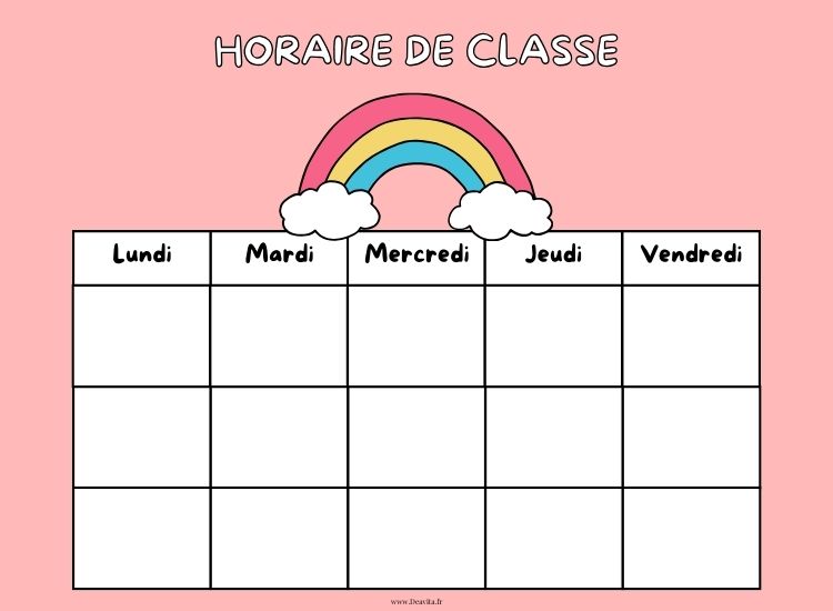 horaire de classe pour fille