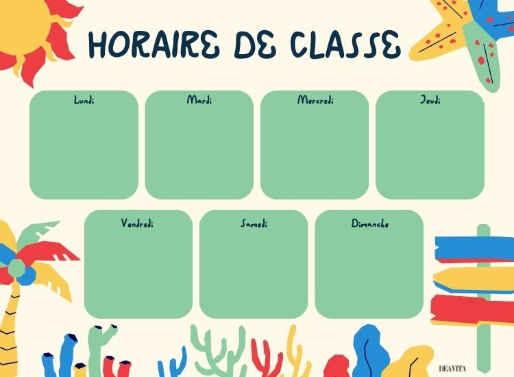 horaire des cours à imprimer gratuitement