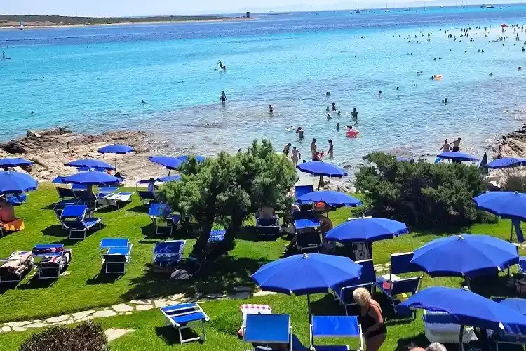 plage la pelosa avec la mer turquoise