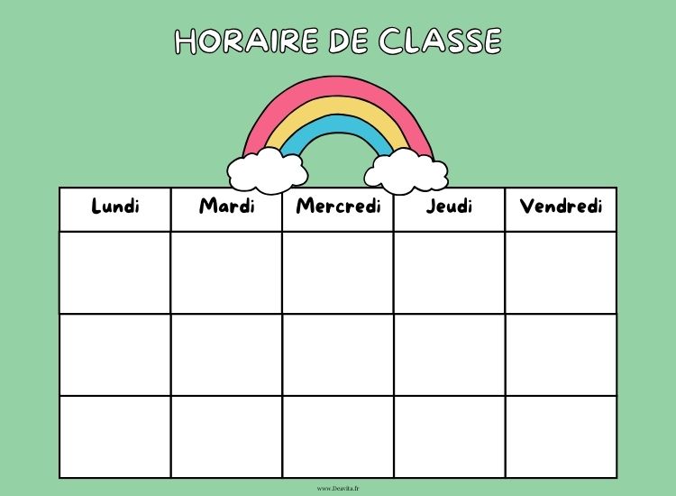 horaire de classe minimaliste