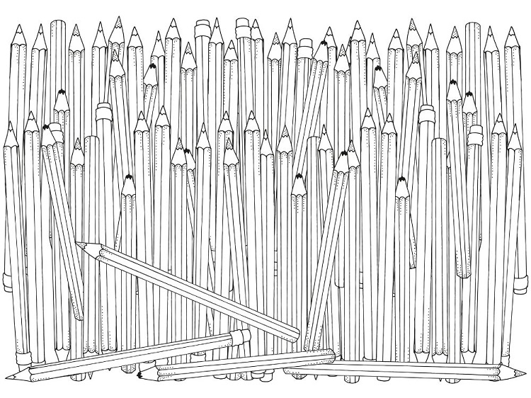 coloriages rentrée des classes avec des crayons