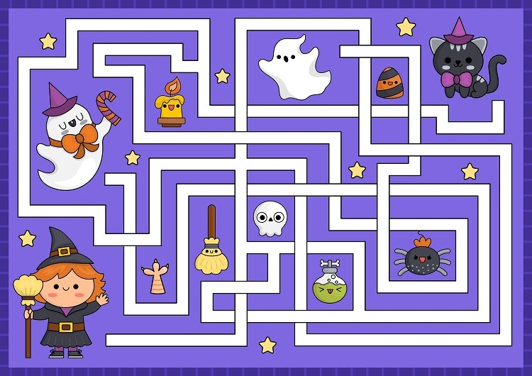 Labyrinthe de la petite sorcière et du chat noir