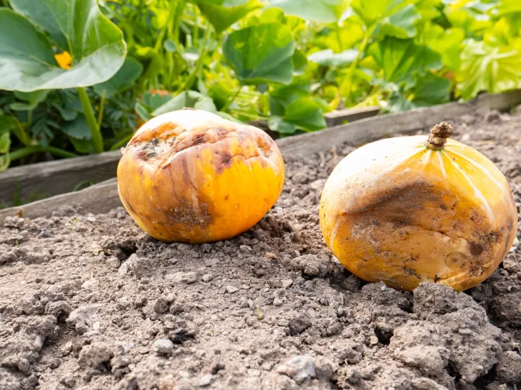 des fruits de potiron malades et mous