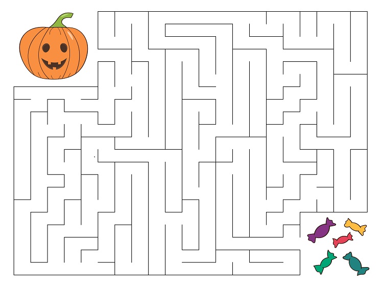 labyrinthe halloween difficile à imprimer