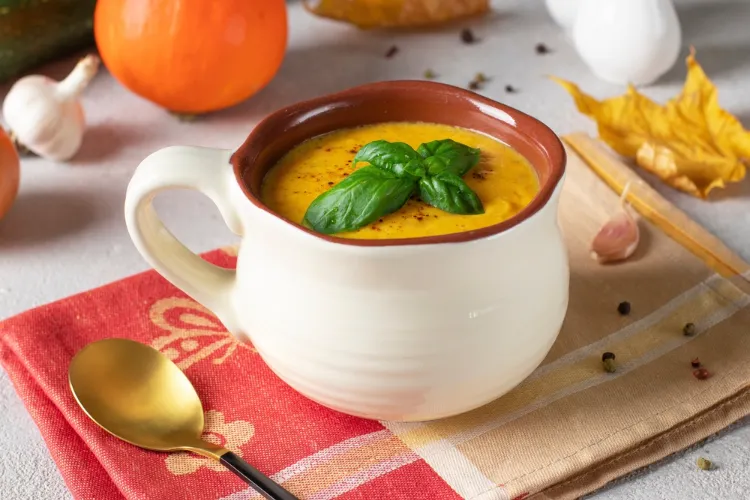 recette de soupe aux trois courges avec des pâtes orzo