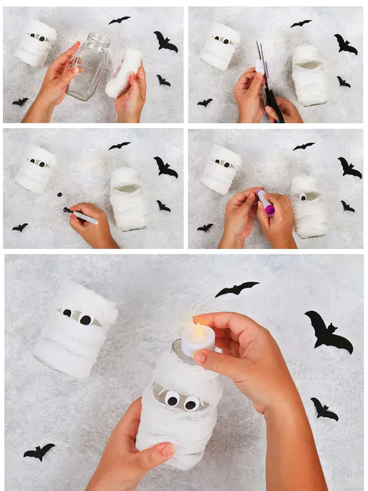 diy photophore momie pour halloween