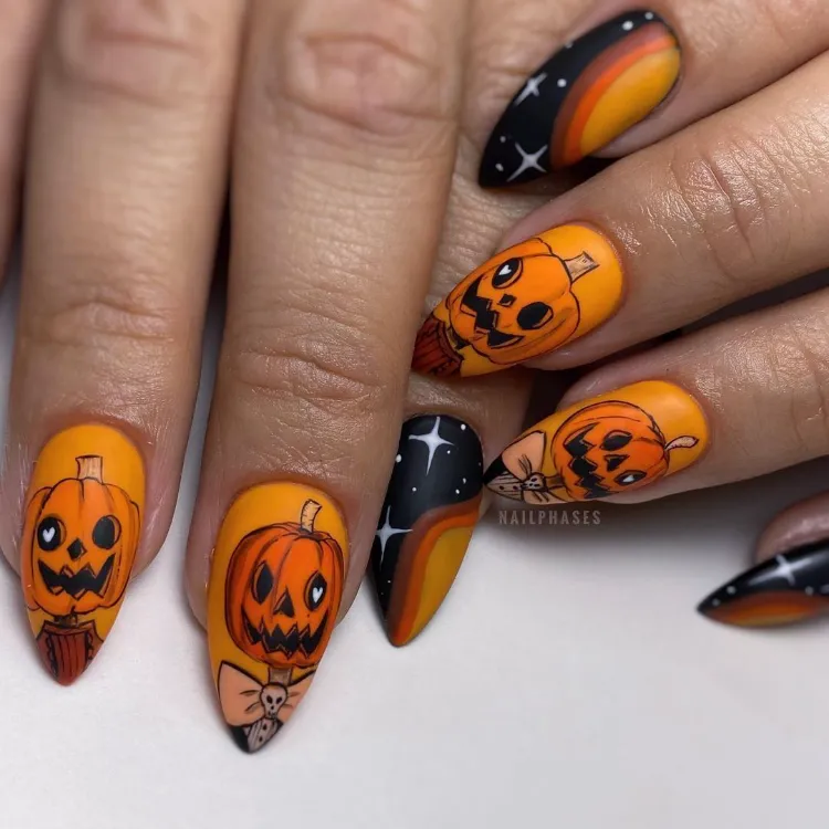 le jack o' lantern nail art pour une manucure d'halloween absolument originale