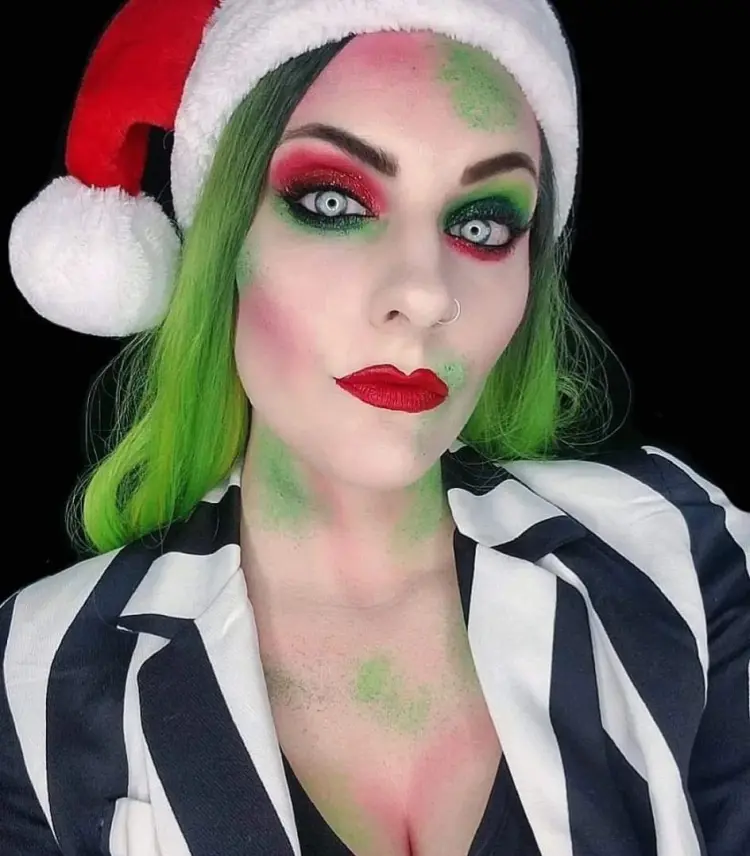 maquillage effrayant femme du film beetlejuice 2024 